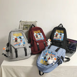 Cartoon Printed Backpack Women College Student Bag Nylon Waterproof Backpacks