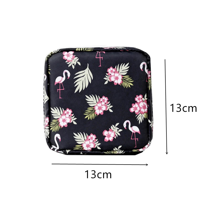 Sanitary Napkins Package Organizer Bag Striped Cosmetic Travel Storage