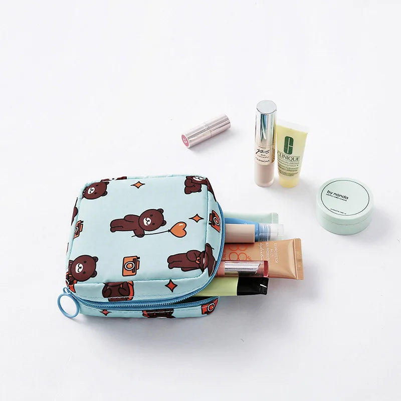 Sanitary Napkins Package Organizer Bag Striped Cosmetic Travel Storage