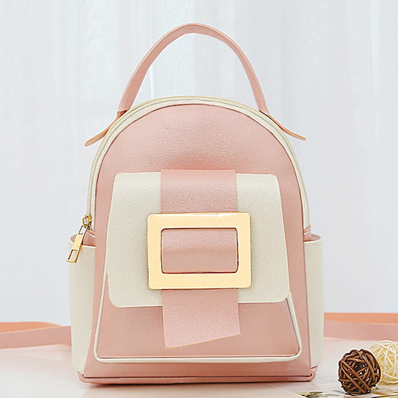 Women Leather Mini Backpack Soft Touch Multi-Function Small Backpack