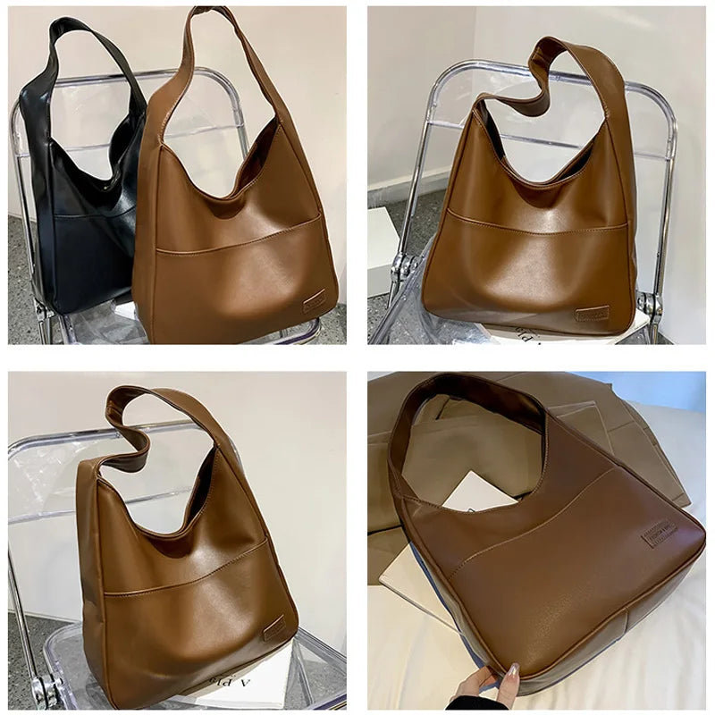 Large Capacity Shoulder Bag for Women Soft Pu Leather