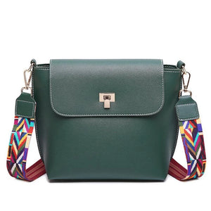 Wide Strap Women PU Leather Shoulder Bag Lady Crossbody Purse Cover Handbag