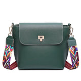 Wide Strap Women PU Leather Shoulder Bag Lady Crossbody Purse Cover Handbag