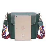 Wide Strap Women PU Leather Shoulder Bag Lady Crossbody Purse Cover Handbag