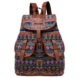 Ethnic Style Retro Pattern Backpack Canvas Female Bagpack