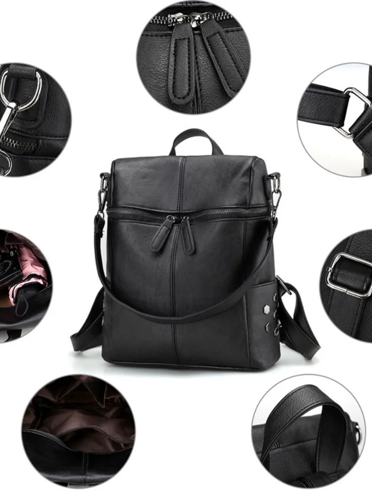 PU Leather Laptop Backpack for Women Girls