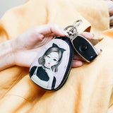 Cartoon Key Bag for Women Small Leather Key Wallet Zipper Pouch