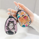 Cartoon Key Bag for Women Small Leather Key Wallet Zipper Pouch