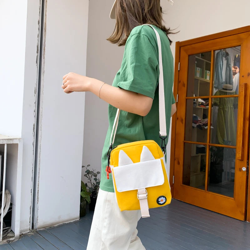 Cartoon Ladies Shoulder Bag Canvas Crossbody Bags Women's Casual Handbag