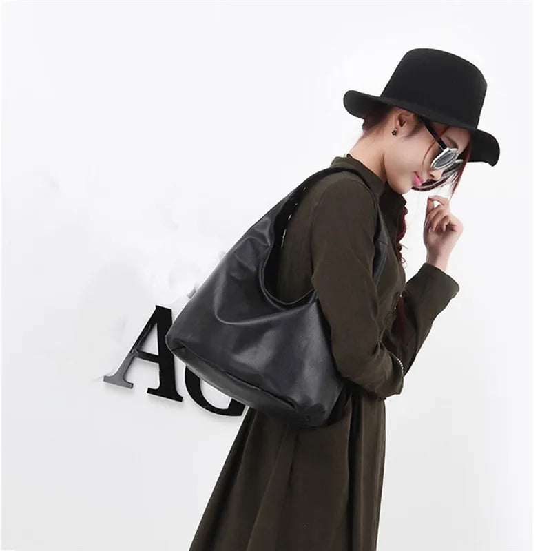 European PU Leather Handbag for Women - Wild Dumpling Shape Shoulder Bag