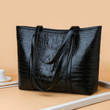 Women Large Capacity Crocodile Leather Shoulder Bag