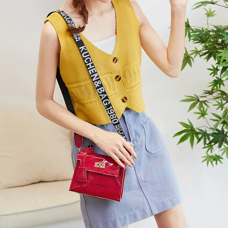 Women's Chain Messenger Bag Smooth Cosmetic Handbag