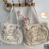 Canvas Harajuku Handbags Y2K Girl College Casual Shoulder Bags