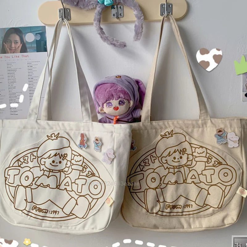 Canvas Harajuku Handbags Y2K Girl College Casual Shoulder Bags