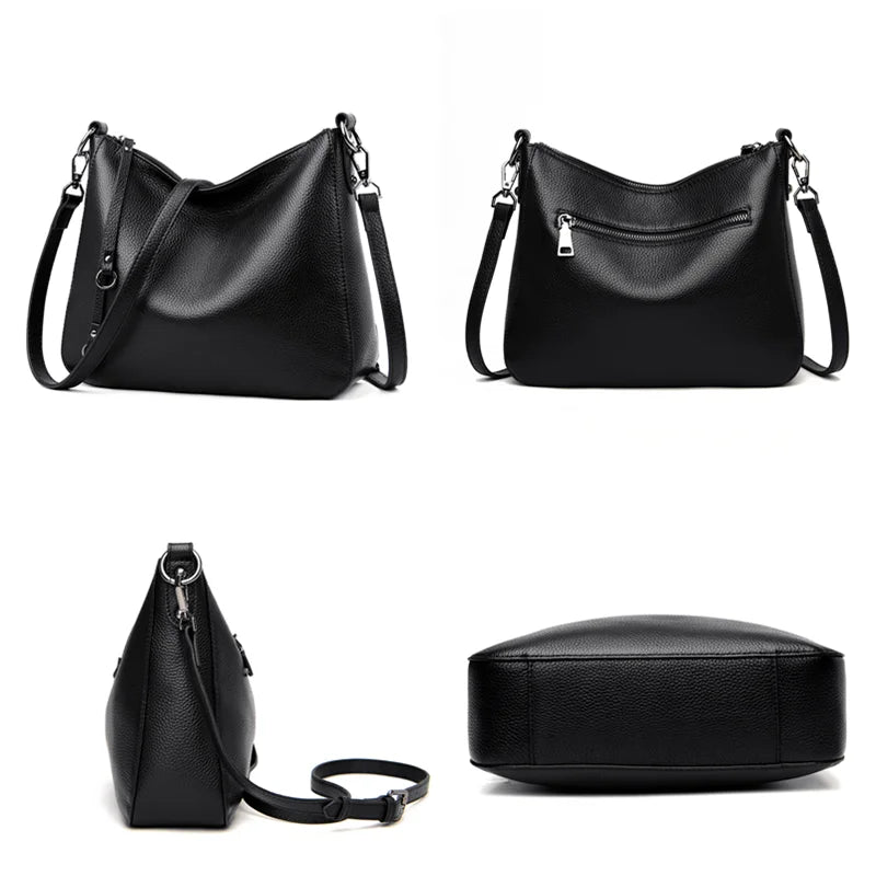 Large Capacity Cowhide Women Handbag Shoulder Bag Leather Totes Messenger Bag