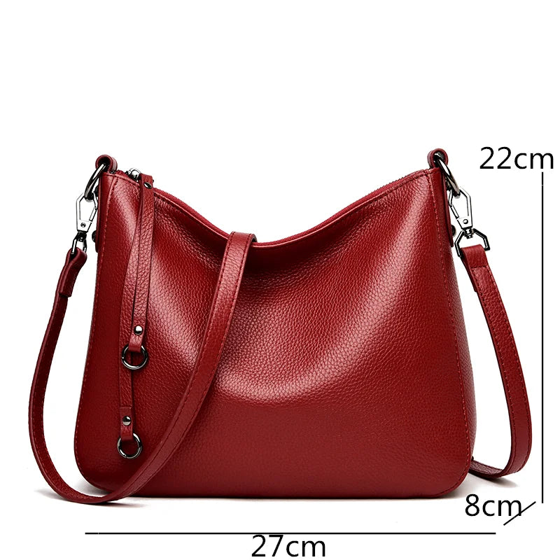 Large Capacity Cowhide Women Handbag Shoulder Bag Leather Totes Messenger Bag