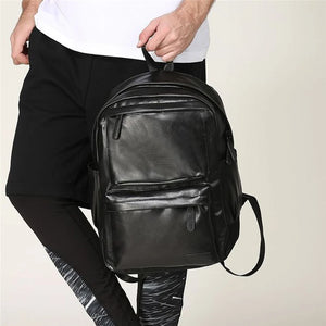 Waterproof Leather Backpack for Men -  Large Capacity Laptop Storage