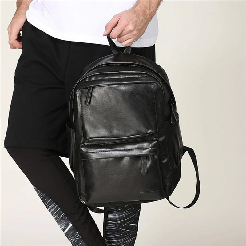 Waterproof Leather Backpack for Men with Laptop Storage