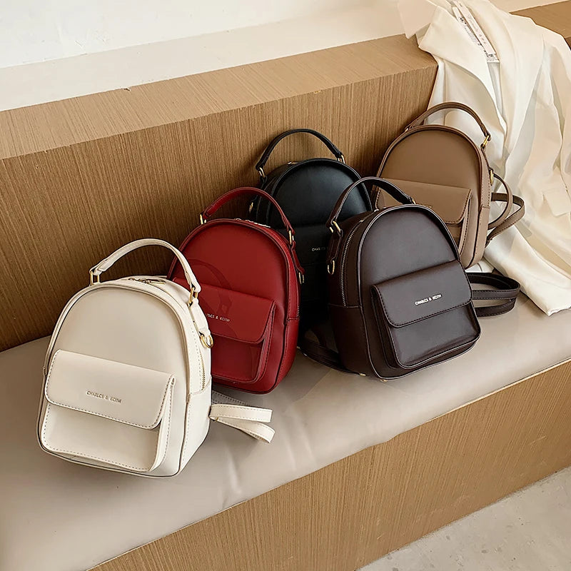 Letter Women's Backpack High Leather Ladies Anti Theft Backpack