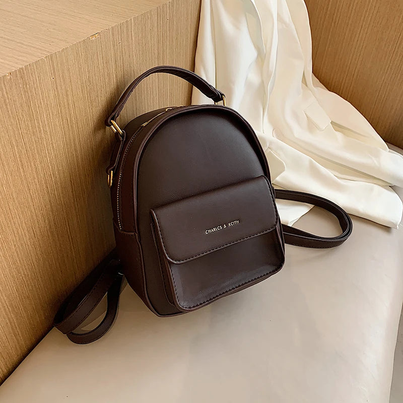 Letter Women's Backpack High Leather Ladies Anti Theft Backpack