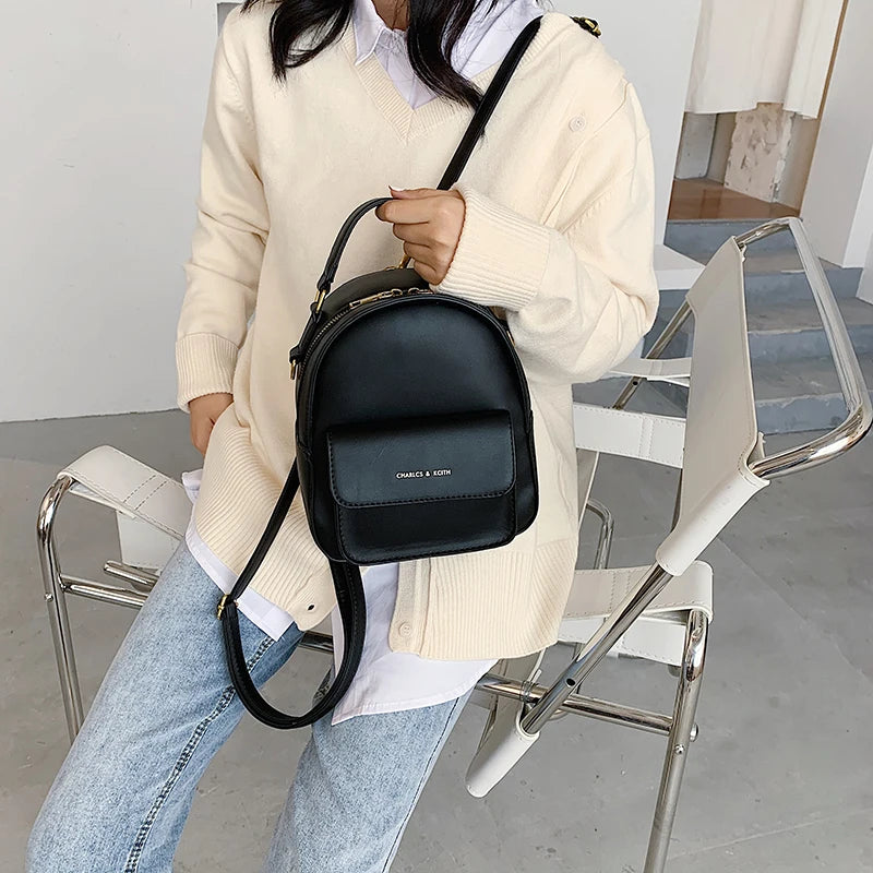 Letter Women's Backpack High Leather Ladies Anti Theft Backpack