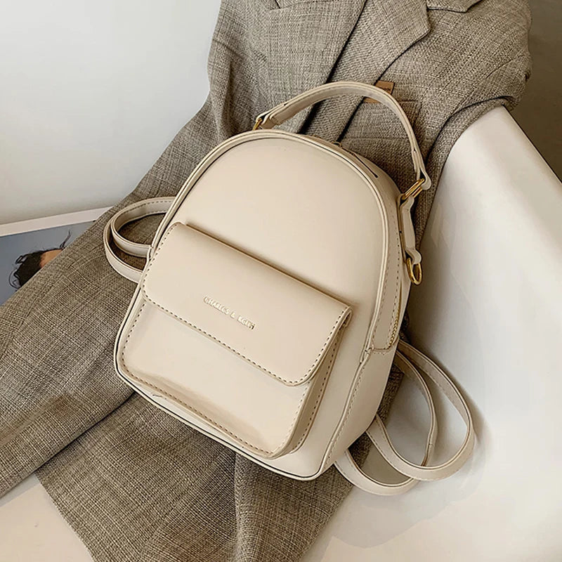 Letter Women's Backpack High Leather Ladies Anti Theft Backpack