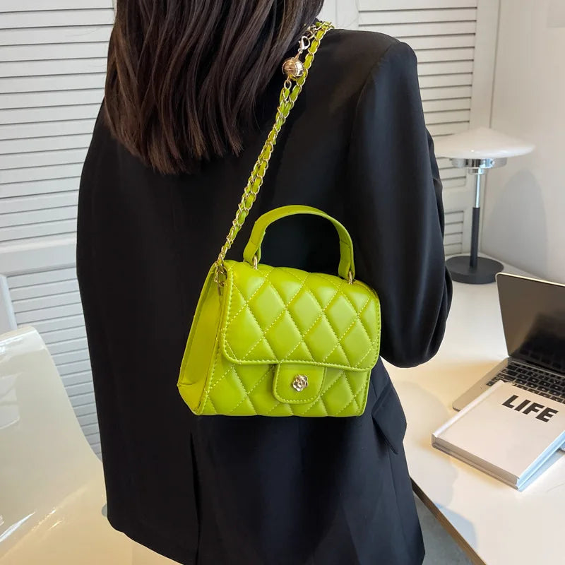 Plaid Shoulder Bag Casual Chain Strap Crossbody Bags For Women Handbags