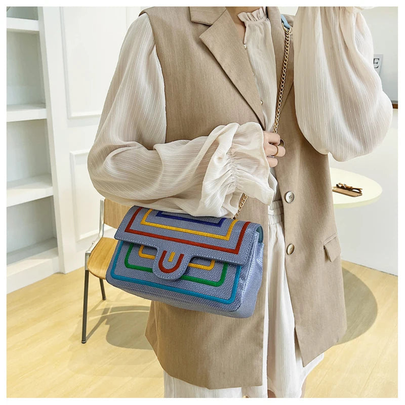 Rhinestone One Shoulder Crossbody Chain Bag Girl