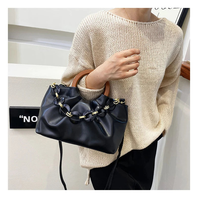 Pleated Personality Handheld Crossbody Small Square Bag Female