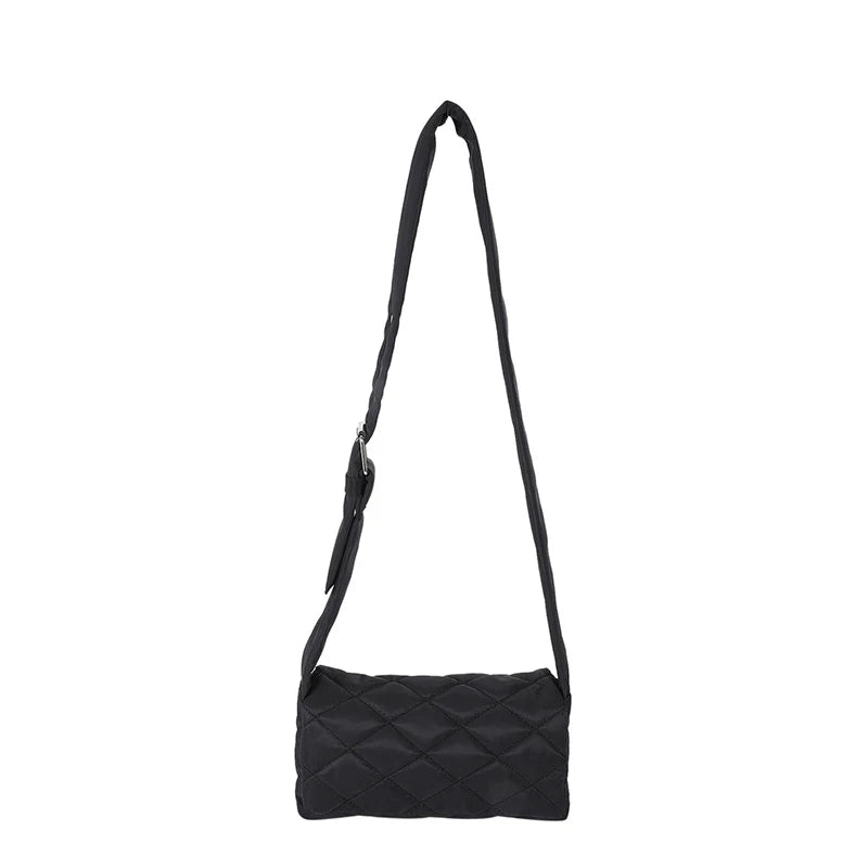 Soft Woman Shoulder Bag Nylon Plaid Square Crossbody Bags