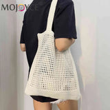 Hollow Knitted Shoulder Bag Crochet Tote Handbag Beach Bag