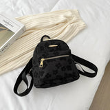 Flower Print Small Canvas Backpack for Girls