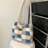 Furry Woolen Women Handbag Top Handle Satchel Totes Cross Body Bag