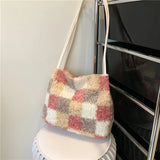 Furry Woolen Women Handbag Top Handle Satchel Totes Cross Body Bag