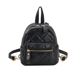 Mini Backpack Diamond Lattice Embroidered Thread Travel Schoolbag for Teen Girls