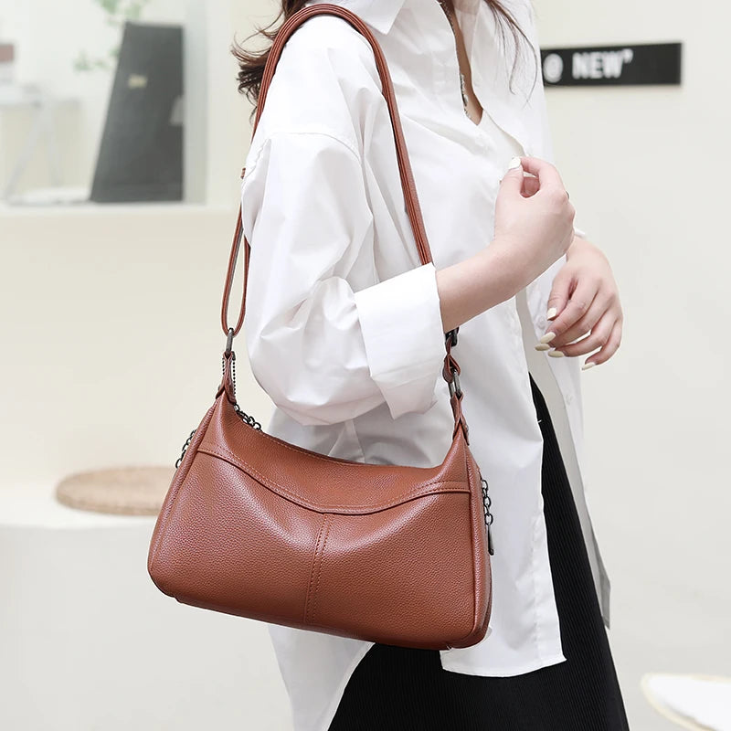 Casual Tote Women Leather Shoulder Bag Adjustable Strap Big Pocket