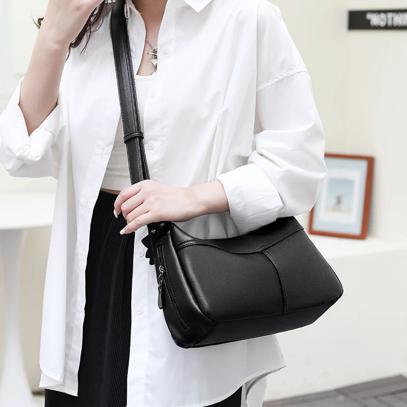 Casual Tote Women Leather Shoulder Bag Adjustable Strap Big Pocket