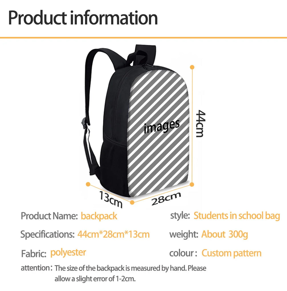 Fire Lion Pattern School Bag Durable Backpack