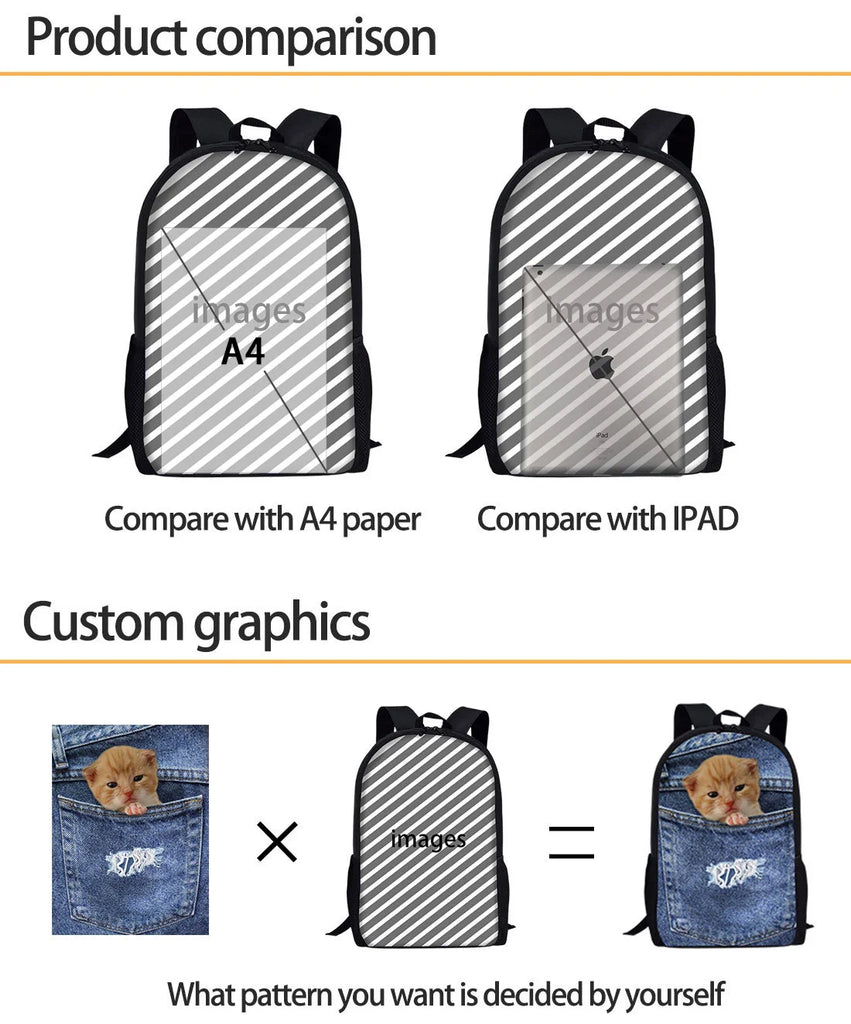 Fire Lion Pattern School Bag Durable Backpack
