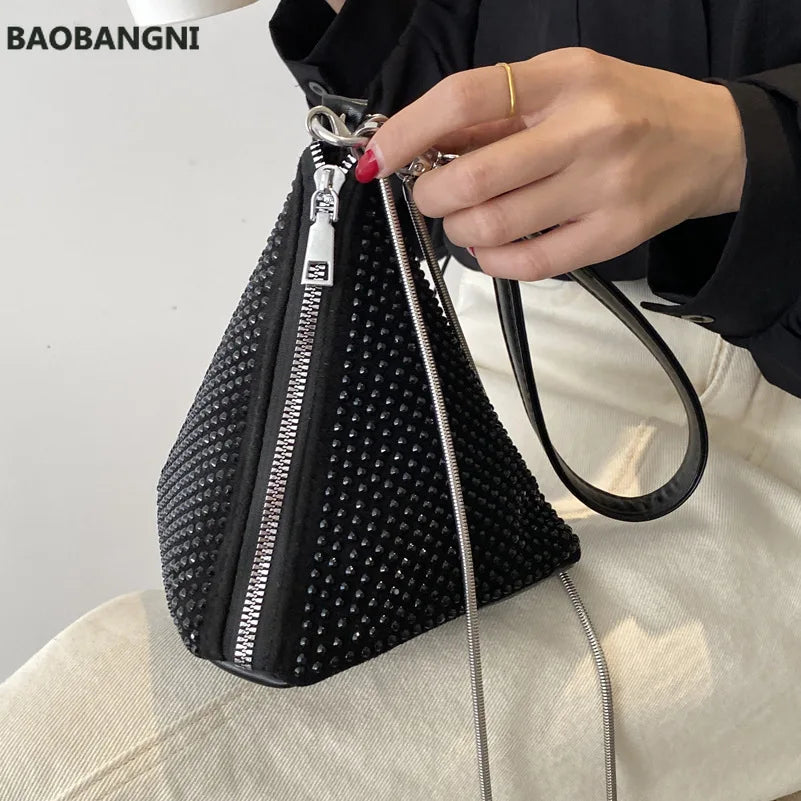 Diamond Shoulder Chain Bag Women's Triangle Handbag