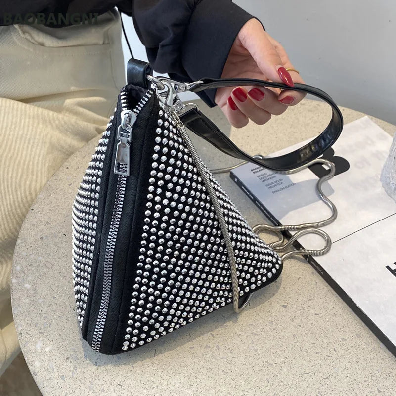 Diamond Shoulder Chain Bag Women's Triangle Handbag