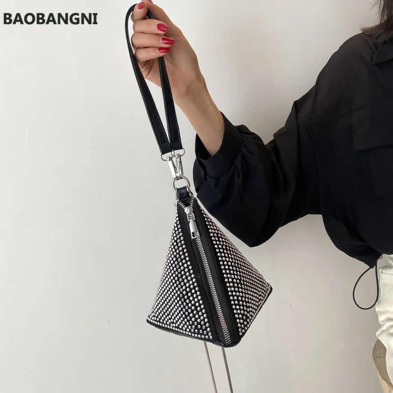 Diamond Shoulder Chain Bag Women's Triangle Handbag