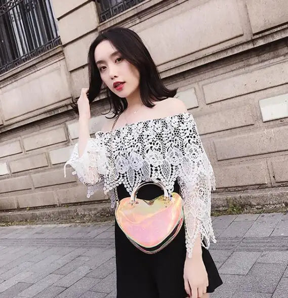 Flashy Laser Jelly Bag Mini Chain Beach Women's Bag