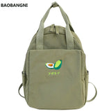Fruit Embroidery Women Backpack Waterproof Nylon Solid Shoulder Bag