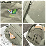 Fruit Embroidery Women Backpack Waterproof Nylon Solid Shoulder Bag