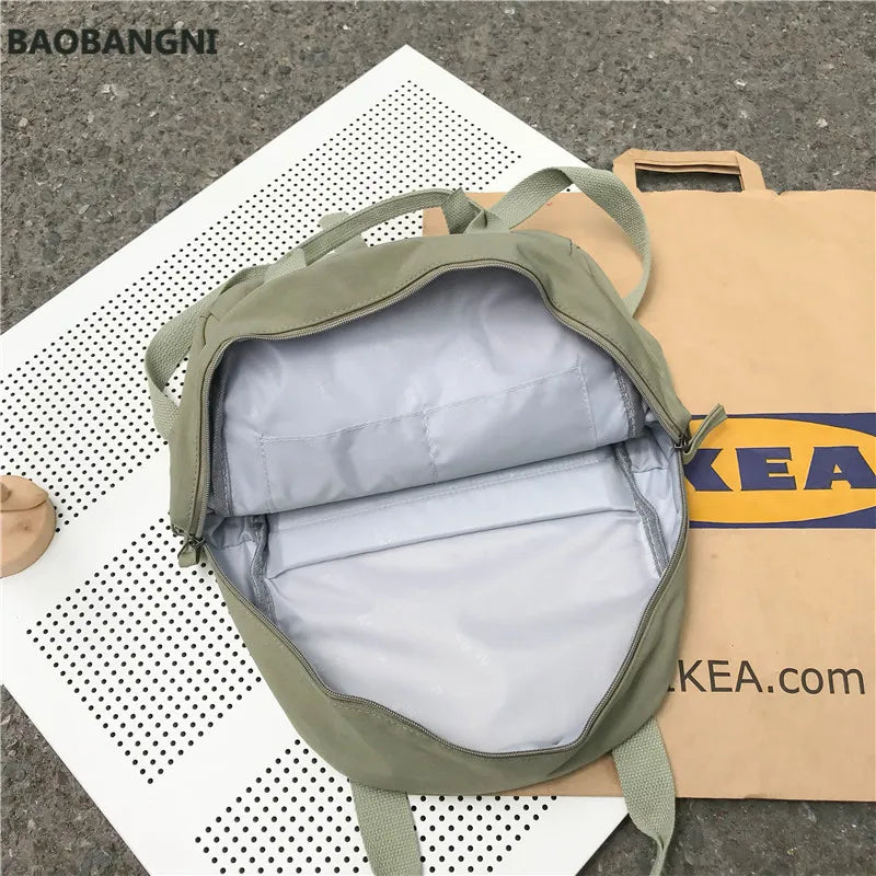 Fruit Embroidery Women Backpack Waterproof Nylon Solid Shoulder Bag