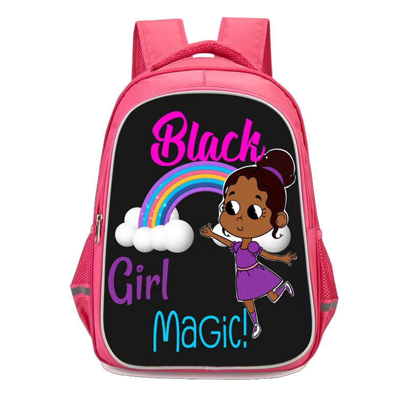 Magic Melanin Print Girls School Backpack for Kids 6-10 Years