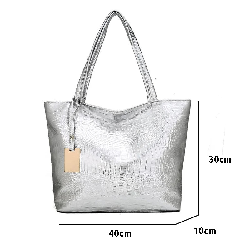 Crocodile Print Shoulder Bag Large Capacity Shopping Bag Ladies Bag
