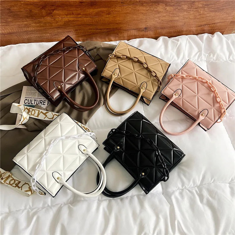 Lingge Crossbody Bag Large Capacity Solid Shoulder Bag