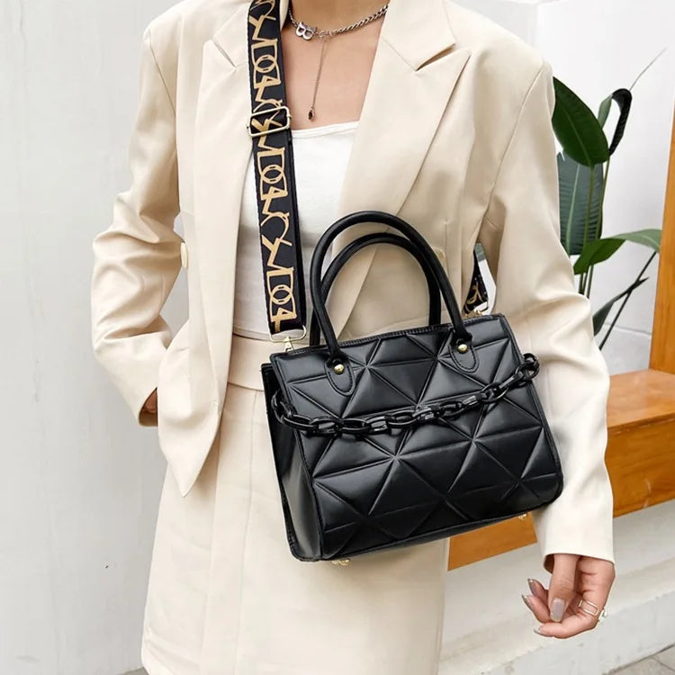 Lingge Crossbody Bag Large Capacity Solid Shoulder Bag